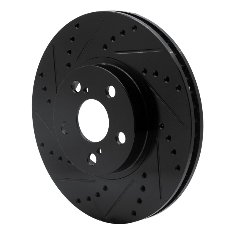 Pontiac Vibe Brake Rotor (1) - Front Left - R1 Concepts - Drilled & Slotted - Black - `00-`10